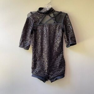 Weissman Black Sequins Dance Biketard